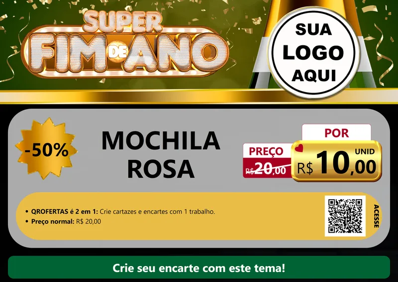 Modelo de Cartaz para Cartaz A4 Horizontal com o tema Super Fim de Ano para Papelaria