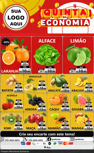 Modelo de Encarte para Encarte Grande com o tema Quinta da Economia para Hortifrúti