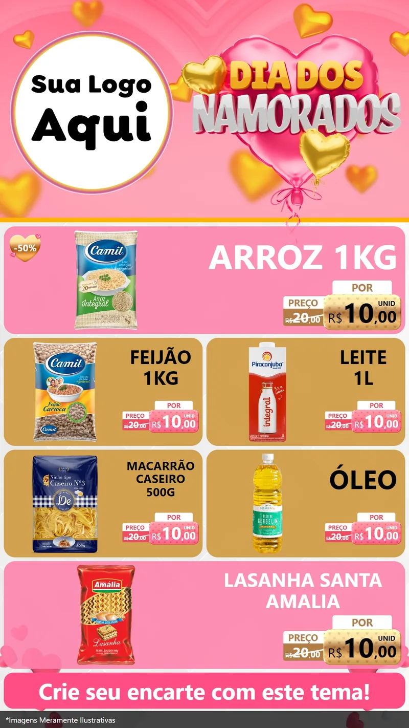 Modelo de TV para TV Vertical com o tema Dia dos Namorados para Supermercado