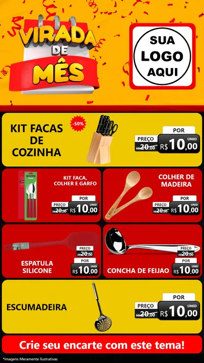 Modelo de TV para TV Vertical com o tema Virada de Mês para Utilidades Domésticas