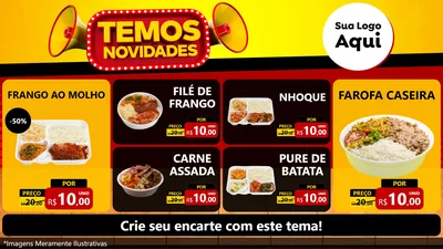 Modelo de TV para TV Horizontal com o tema Temos Novidades para Restaurante