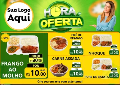 Modelo de Encarte para Encarte A4 Horizontal com o tema Hora da Oferta para Restaurante
