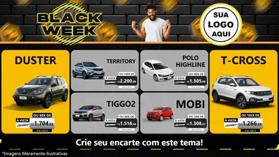Modelo de TV para TV Horizontal com o tema Black Week para Concessionaria de Carros