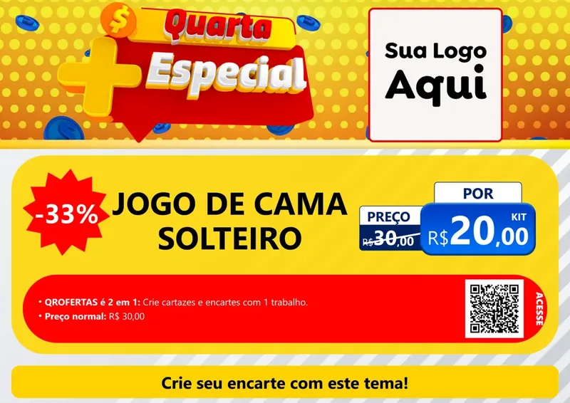Modelo de Cartaz para Cartaz A4 Horizontal com o tema Quarta Mais Especial para Cama, Mesa e Banho