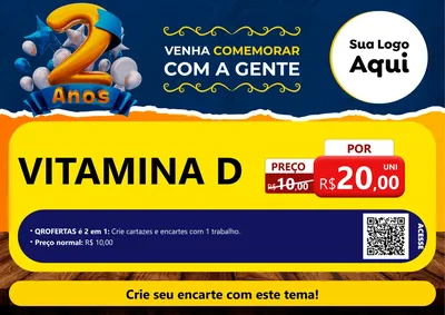 Modelo de Cartaz para Cartaz A4 Horizontal com o tema Aniversário de 2 anos para Farmácia
