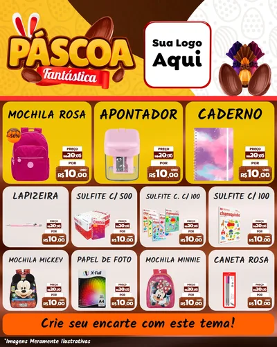 Modelo de Rede Social para Feed Instagram com o tema Páscoa Fantástica para Papelaria