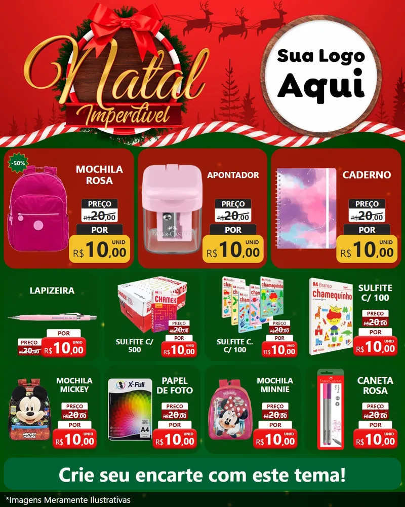 Modelo de Rede Social para Feed Instagram com o tema Natal Imperdível para Papelaria