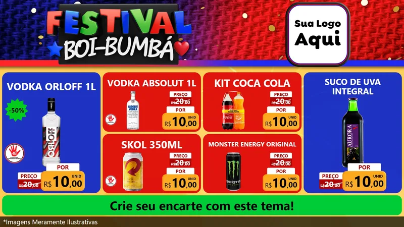 Modelo de TV para TV Horizontal com o tema Festival Boi-Bumbá para Distribuidora de bebidas