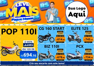 Modelo de Encarte para Encarte A4 Horizontal com o tema Leve Mais, Pague Menos para Concessionaria de Motos