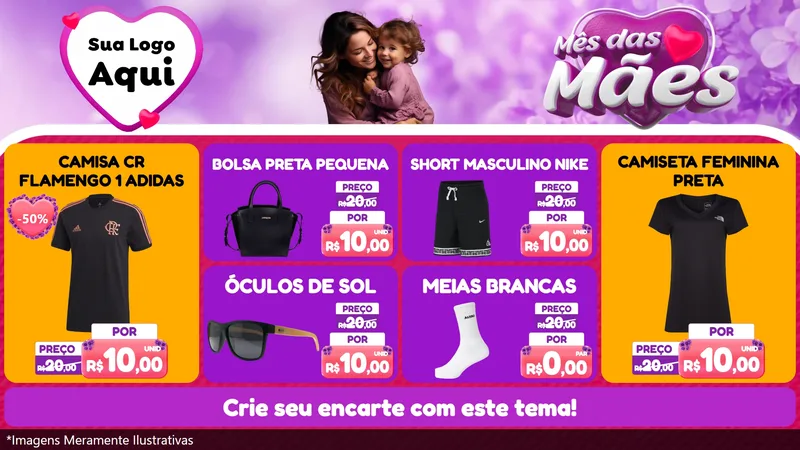 Modelo de TV para TV Horizontal com o tema Mês das Mães para Roupas e acessórios