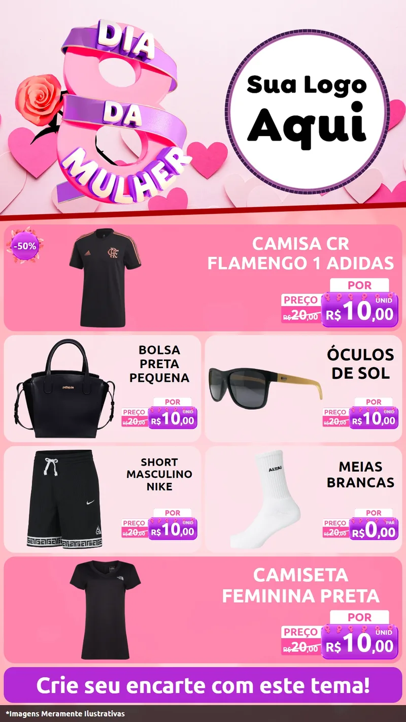 Modelo de TV para TV Vertical com o tema Dia da Mulher para Roupas e acessórios