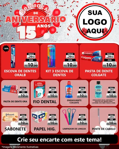 Modelo de Rede Social para Feed Instagram com o tema Promoção de Aniversário - 15 Anos para Higiene Pessoal