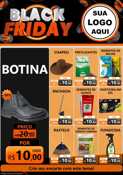 Modelo de Encarte para Encarte A4 Vertical com o tema Black Friday para Agropecuária