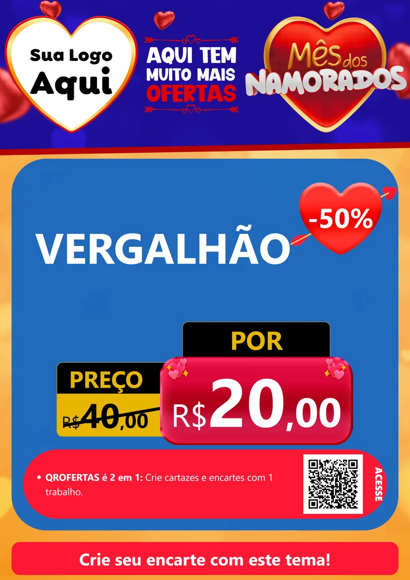 Modelo de Cartaz para Cartaz A4 Vertical com o tema Mês dos Namorados para Ferragens