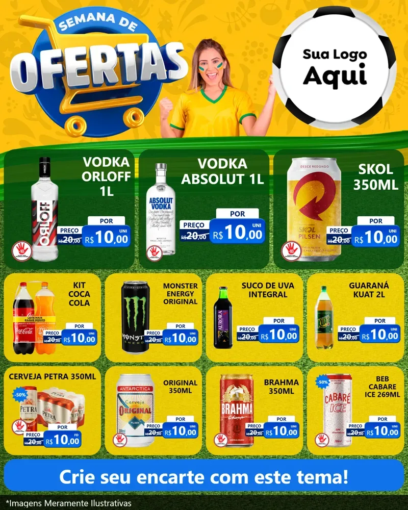Modelo de Rede Social para Feed Instagram com o tema Semana de Ofertas - Copa para Distribuidora de bebidas
