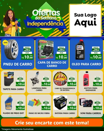Modelo de Rede Social para Feed Instagram com o tema Ofertas da Semana da Independência para Auto peças
