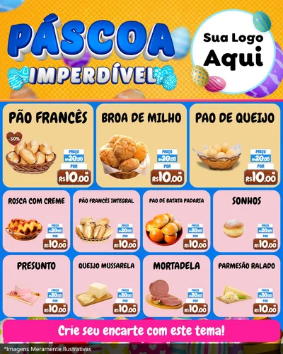 Modelo de Rede Social para Feed Instagram com o tema Páscoa Imperdível para Padaria
