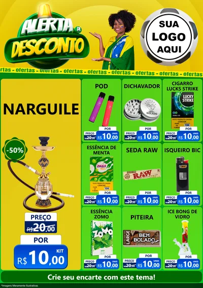 Modelo de Encarte para Encarte A4 Vertical com o tema Alerta de Desconto para Tabacaria