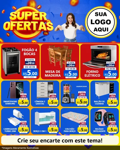 Modelo de Rede Social para Feed Instagram com o tema Super Ofertas para Móveis e Eletro