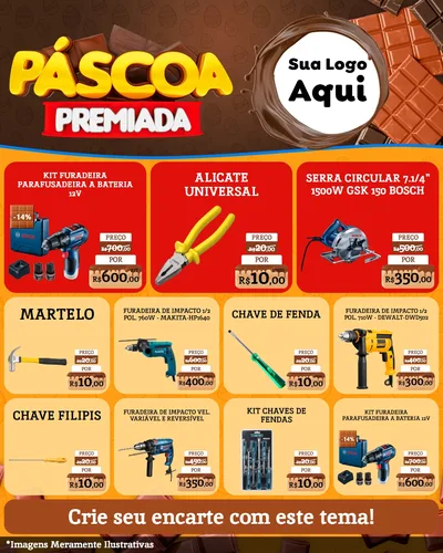 Modelo de Rede Social para Feed Instagram com o tema Páscoa Premiada para Maquinas e Ferramentas