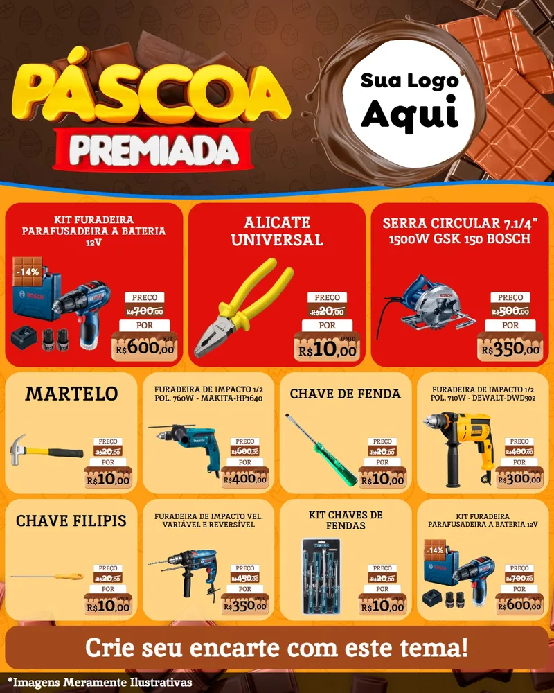 Modelo de Rede Social para Feed Instagram com o tema Páscoa Premiada para Maquinas e Ferramentas