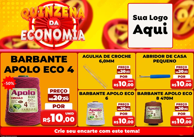 Modelo de Encarte para Encarte A4 Horizontal com o tema Quinzena Da Economia para Armarinho e Aviamentos