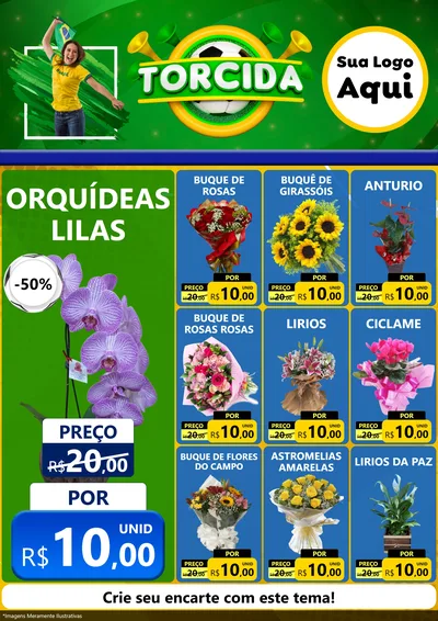 Modelo de Encarte para Encarte A4 Vertical com o tema Torcida para Floricultura e jardim