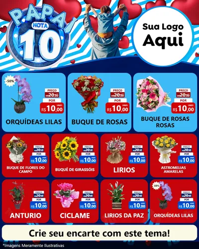 Modelo de Rede Social para Feed Instagram com o tema Papai Nota 10 para Floricultura e jardim