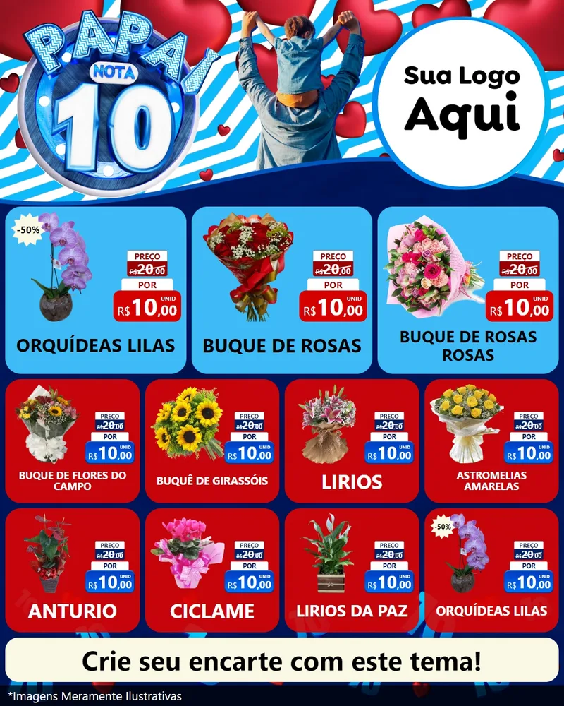 Modelo de Rede Social para Feed Instagram com o tema Papai Nota 10 para Floricultura e jardim