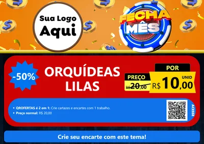Modelo de Cartaz para Cartaz A4 Horizontal com o tema Fecha Mês para Floricultura e jardim