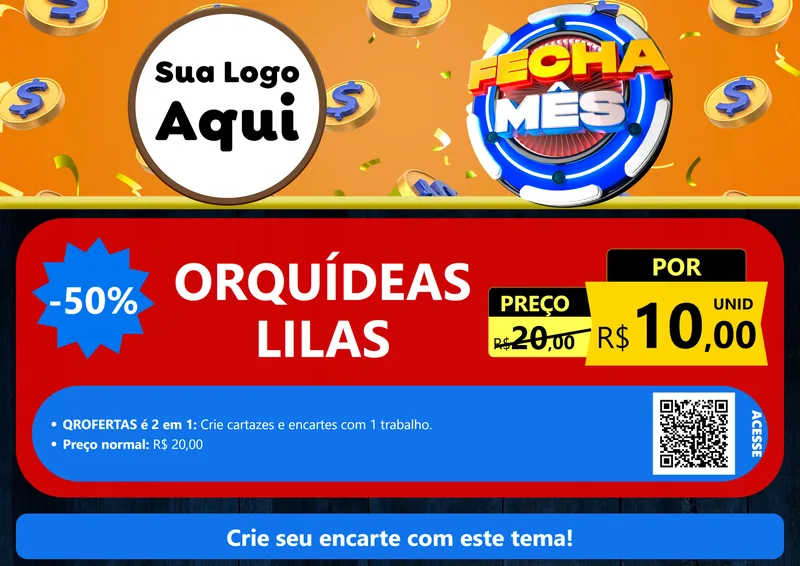 Modelo de Cartaz para Cartaz A4 Horizontal com o tema Fecha Mês para Floricultura e jardim