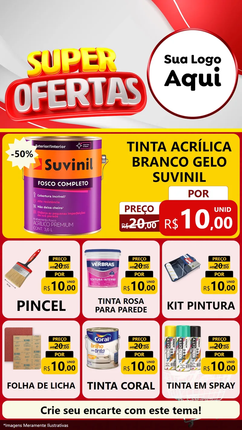 Modelo de Rede Social para Stories com o tema Super Ofertas para Tintas e Ferramentas