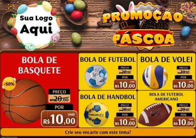 Modelo de Encarte para Encarte A4 Horizontal com o tema Promoção Páscoa para Artigos Esportivos