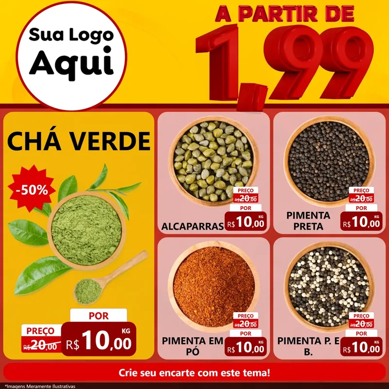 Modelo de Rede Social para Feed Facebook com o tema A Partir de Um e Noventa e Nove - 1,99 para Produtos Naturais