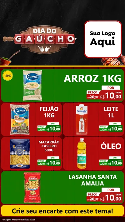 Modelo de TV para TV Vertical com o tema Dia do Gaúcho para Supermercado