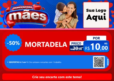 Modelo de Cartaz para Cartaz A4 Horizontal com o tema Promoção das Mães para Frios e Laticínios