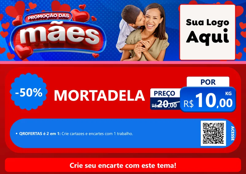 Modelo de Cartaz para Cartaz A4 Horizontal com o tema Promoção das Mães para Frios e Laticínios
