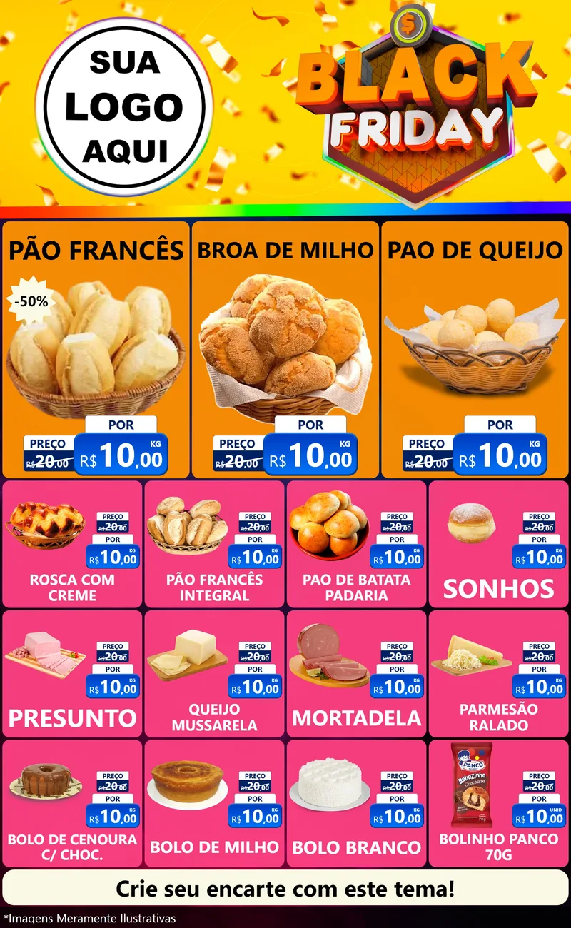 Modelo de Encarte para Encarte Grande com o tema Black Friday para Padaria