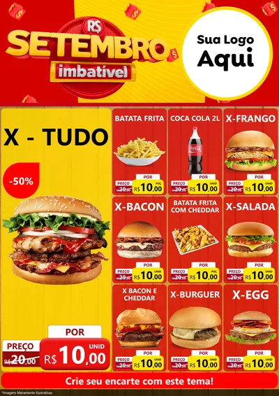 Modelo de Encarte para Encarte A4 Vertical com o tema Setembro Imbatível para Hamburgueria