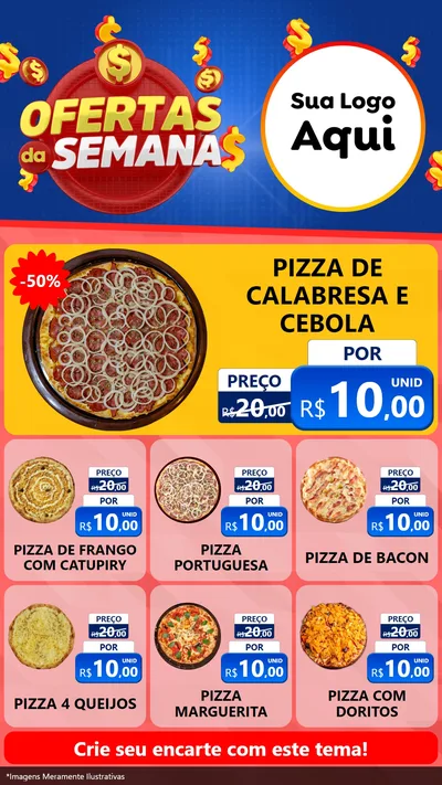 Modelo de Rede Social para Stories com o tema Ofertas Da Semana para Pizzaria