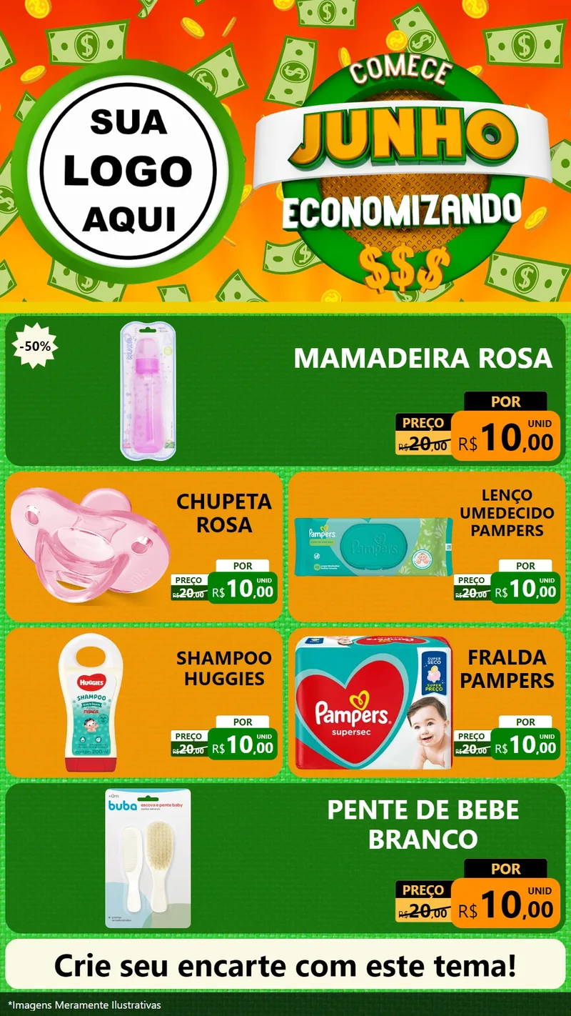 Modelo de TV para TV Vertical com o tema Comece Junho Economizando para Bebês