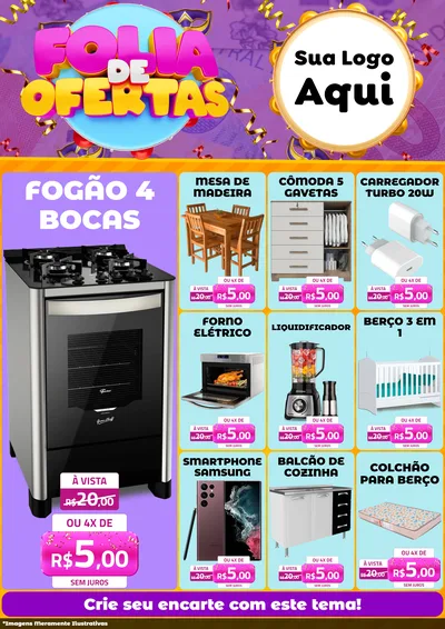 Modelo de Encarte para Encarte A4 Vertical com o tema Folia de Ofertas para Móveis e Eletro