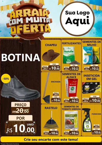 Modelo de Encarte para Encarte A4 Vertical com o tema Ofertas de São João - Junina para Agropecuária