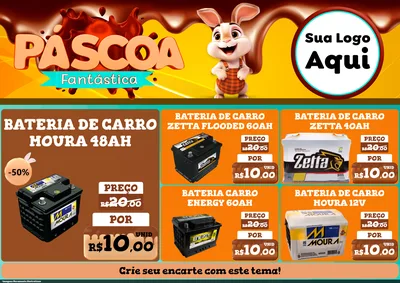 Modelo de Encarte para Encarte A4 Horizontal com o tema Páscoa Fantástica para Baterias Elétricas