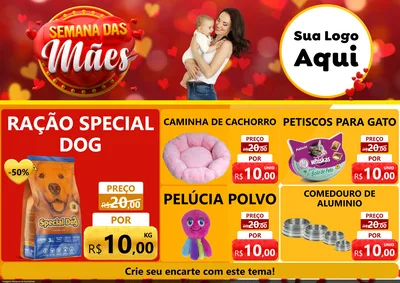 Modelo de Encarte para Encarte A4 Horizontal com o tema Semana das Mães para Pet Shop
