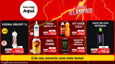 Modelo de TV para TV Horizontal com o tema Ofertas Relâmpago para Distribuidora de bebidas