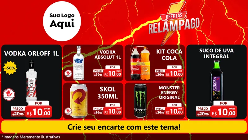 Modelo de TV para TV Horizontal com o tema Ofertas Relâmpago para Distribuidora de bebidas