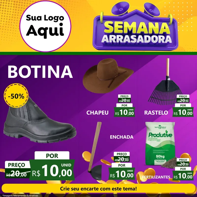 Modelo de Rede Social para Feed Facebook com o tema Semana Arrasadora para Agropecuária