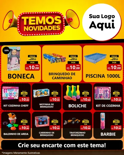 Modelo de Rede Social para Feed Instagram com o tema Temos Novidades para Brinquedos