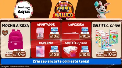 Modelo de TV para TV Horizontal com o tema O Coelho Ficou Maluco - Páscoa para Papelaria